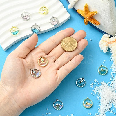 11Pcs 11 Colors Alloy Glass Pendants FIND-CJ0004-97-1