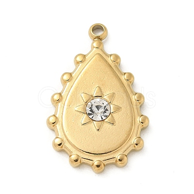 304 Stainless Steel Rhinestone Pendants STAS-I322-27G-04-1