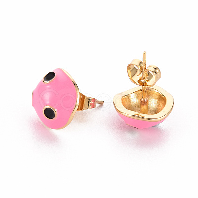 Brass Enamel Stud Earrings EJEW-S210-021-NR-1