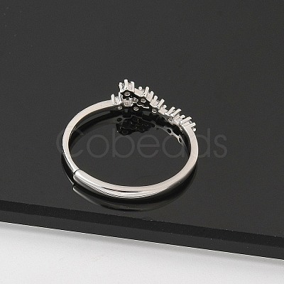 Constellations Rhodium Plated 925 Sterling Silver Micro Pave Clear Cubic Zirconia Adjustable Rings for Women RJEW-P130-01P-G-1