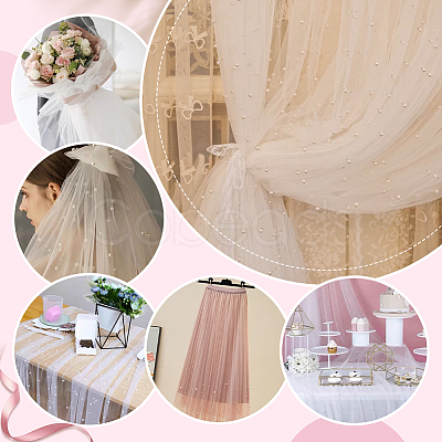 2Pcs 2 Colors Pearl Nylon Mesh Fabric DIY-GA0007-69-1