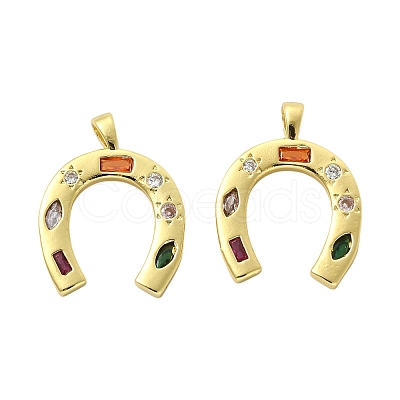 2Pcs Brass Micro Pave Cubic Zirconia Pendants KK-FS0002-14G-1
