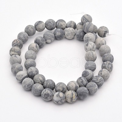 Natural Map Stone/Polychrome Jasper/Picasso Stone/Picasso Jasper Beads Strands X-G-D657-8mm-1