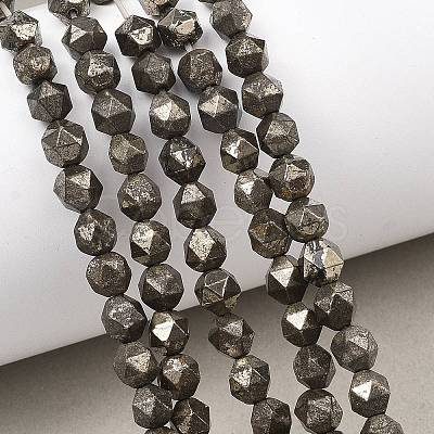 Natural Gold Pyrite/Golden Pyrite Beads Strands G-G458-I01-6mm-1