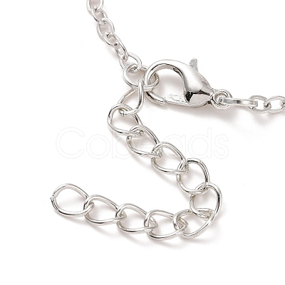 Glass Flat Round Pendant Necklace with Brass Chain NJEW-A003-01E-1
