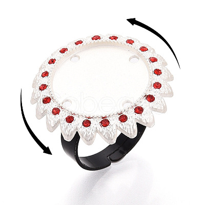 Adjustable Alloy & Iron & Rhinestone Bezel Cup Ring Base with Rotatable Tray MAK-T012-15S-1