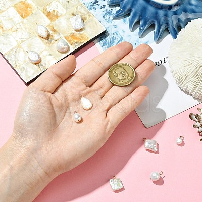 10Pcs 10 Styles Natural Baroque Keshi Pearl Pendants KK-CJ0003-62-1