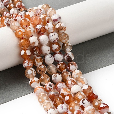 Dyed & Heated Natural Fire Crackle Agate Beads Strands G-P539-B01-12-1