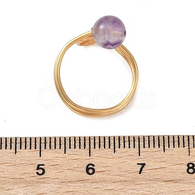 Natural Gemstone Cuff Open Rings RJEW-JR01071-1