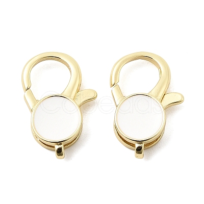 Flat Round Brass Enamel Lobster Claw Clasps KK-Z147-02G-B-1