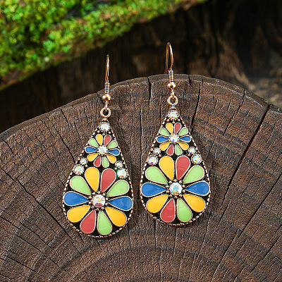Bohemian Alloy Enamel Dangle Earrings FS-WG2DAA9-15-1