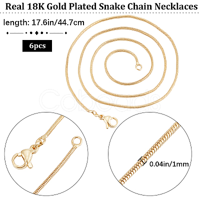 6Pcs Brass Snake Chain Necklaces Set for Men Women MAK-BBC0001-07-1