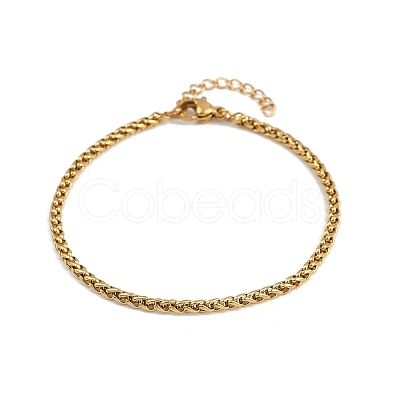 304 Stainless Steel Wheat Chain Bracelets for Unisex BJEW-K282-01B-G-1
