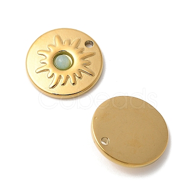 Natural Mixed Stone Flat Round Charms STAS-F312-14G-1