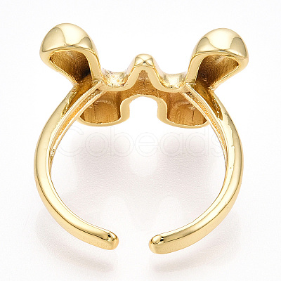 Brass Letter Open Cuff Rings for Women RJEW-G313-01W-G-1