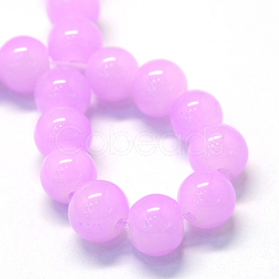 Baking Painted Imitation Jade Glass Round Bead Strands X-DGLA-Q021-6mm-23-1