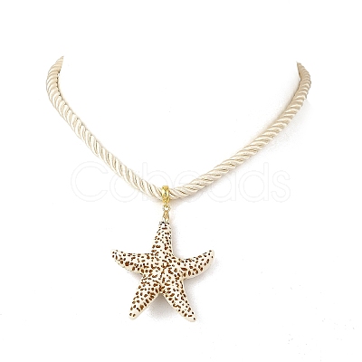 Ocean Spray Painted Opaque Acrylic Starfish Pendant Twisted Nylon Cord Necklaces for Women NJEW-JN06454-1
