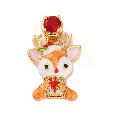 Christmas Theme Brass Micro Pave Cubic Zirconia Pendants KK-C076-27G-06-1