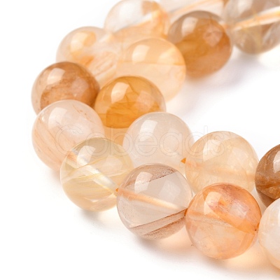 Natural Yellow Hematoid Quartz/Golden Healer Quartz Beads Strands G-M369-03A-1