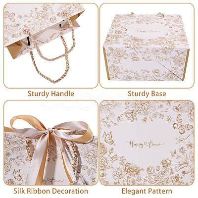Floral Printed Paper Gift Tote Bags ABAG-WH0044-82C-1