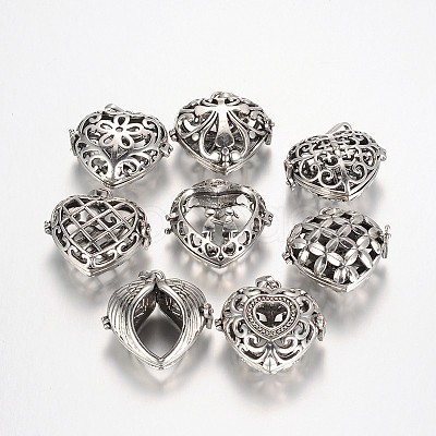 Rack Plating Hollow Brass Heart Cage Pendants KK-E665-03M-NF-1