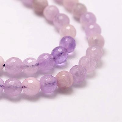 Faceted Round Natural Amethyst Beads Strands G-K078-6mm-1