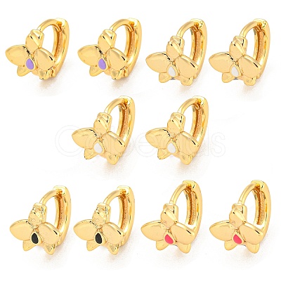 Flower Golden Brass Hoop Earrings EJEW-L269-077G-1