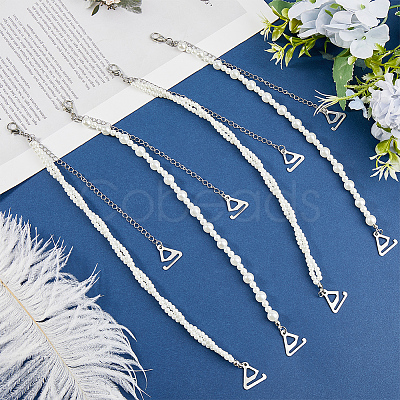 2 Pairs 2 Styles ABS Plastic Imitation Pearl Chain Non-slip Bra Straps FIND-CY0001-25-1
