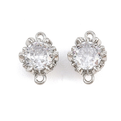 Brass Pave Clear Cubic Zirconia Connector Charms CU-CBAA6E8-11P-1