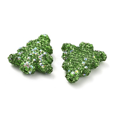 Christmas Tree Polymer Clay Rhinestone Beads CLAY-NH0001-14F-1