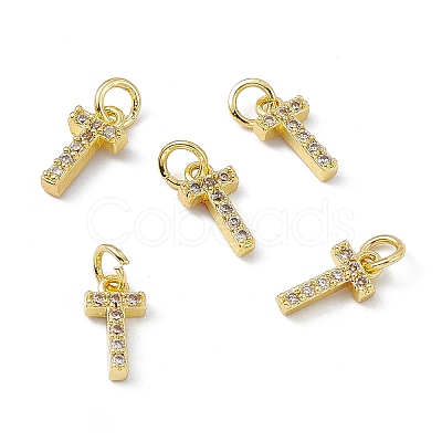 Real 18K Gold Plated Brass Micro Pave Clear Cubic Zirconia Charms KK-E068-VB452-T-1