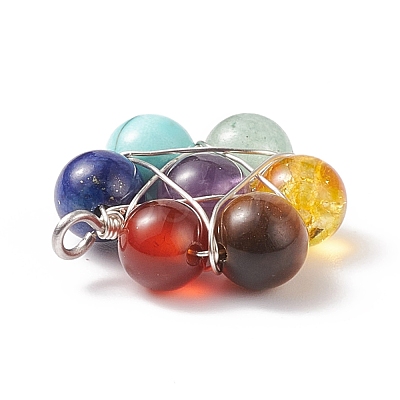 Natural & Synthetic Mixed Stone Pendants PALLOY-TA00003-01-1