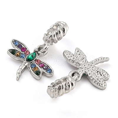 Rack Plating Alloy Pave Colorful Rhinestone Insect European Dangle Charms FIND-B034-14P-02-1