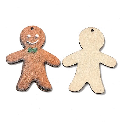 Single Face Christmas Printed Wood Big Pendants WOOD-D025-22-1