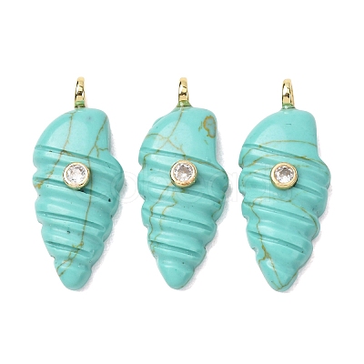 Synthetic Turquoise Carved Pendants G-H357-04G-06-1