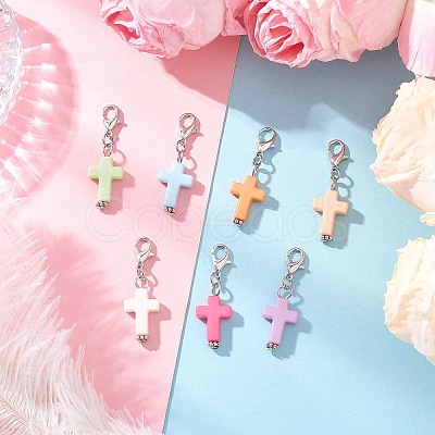 Acrylic Cross Pendant Decorations HJEW-JM03778-02-1