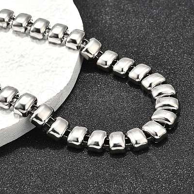 304 Stainless Steel Rectangle Link Chain Neklaces for Women NJEW-R024-01P-1
