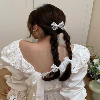 4Pcs 2 Colors 2 Yards Polyester Floral Lace Trims OCOR-LP0001-95-1