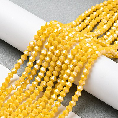 Opaque Solid Color Electroplate Glass Beads Strands GLAA-F029-P4mm-C04-1