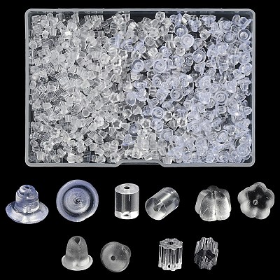1000Pcs 5 Style Eco-Friendly Plastic Ear Nuts KY-YW0001-33-1