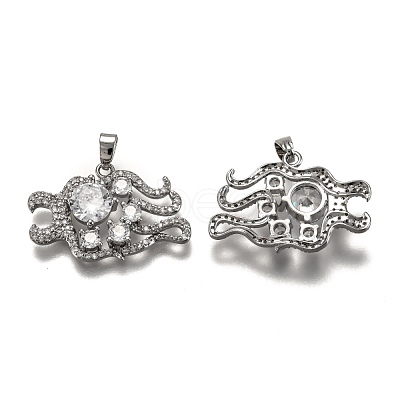 Brass Clear Cubic Zirconia Constellation Charms KK-J278-33P-B-1