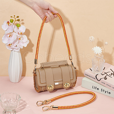 Two Tone Braided Round PU Leather Bag Straps DIY-WH0816-091B-KCG-1