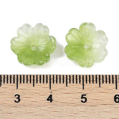 Transparent Spray Paint Glass Bead Caps GLAA-H035-04E-1