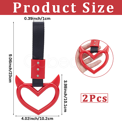 2Pcs ABS Plastic Devil Heart Rear Bumper Warning Handle Ring HJEW-SP0001-51B-1