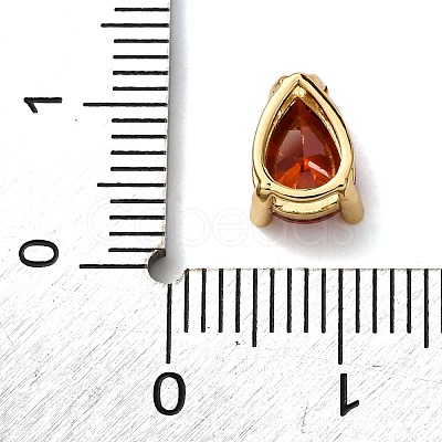 Teardrop Brass Micro Pave Cubic Zirconia Slide Charms KK-C119-16G-02-1