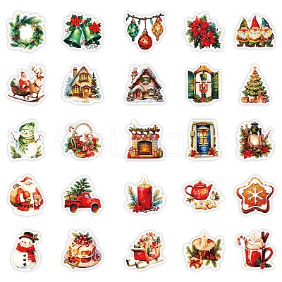 50Pcs Christmas Eve Theme Cartoon Paper Stickers DIY-P085-11-1