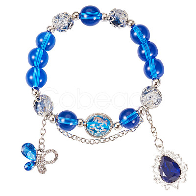 Glass & Alloy Rhinestone Beads Bracelets BJEW-TA00544-1