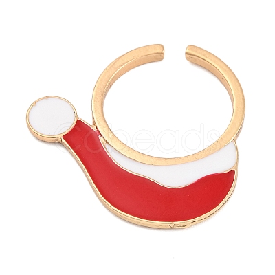Christmas Theme Alloy Enamel Open Cuff Ring RJEW-C106-02D-KCG-1