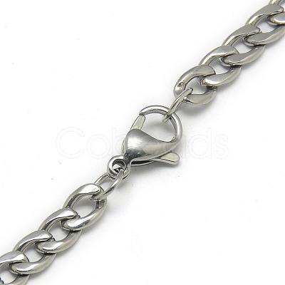 Non-Tarnish Trendy Men's 201 Stainless Steel Chain Curb Necklaces X-NJEW-L043-40P-1