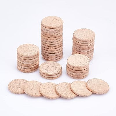 HOBBIESAY 50Pcs Unfinished Natural Beech Wood Cabochons WOOD-HY0001-01-1